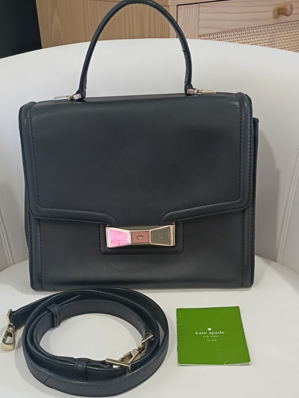 Kate Spade Black Structured Top-Handle Satchel with Adjustable Crossbody Strap